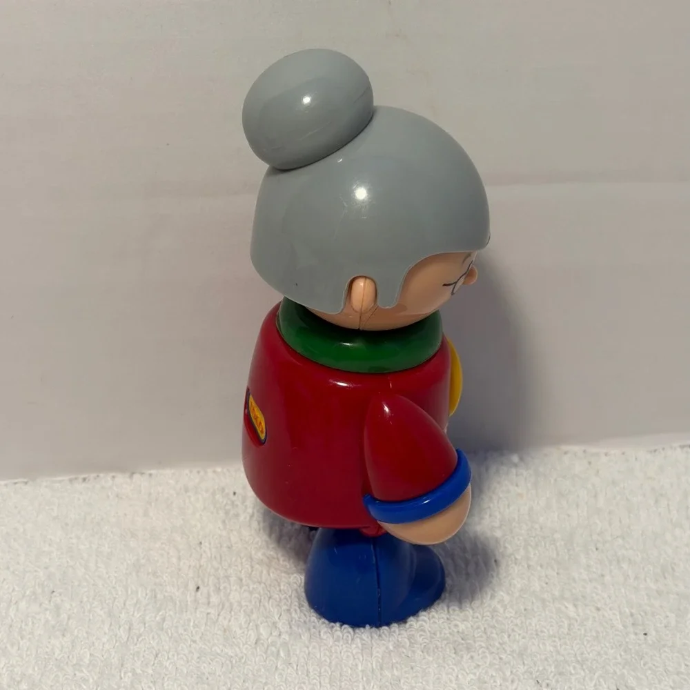 Tolo Toys First Friends Grandma Figure Clicking Posable Toy Red Blue Grey Bun